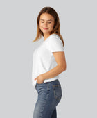 Bambus t-shirt v-hals ribbet i hvid til damer