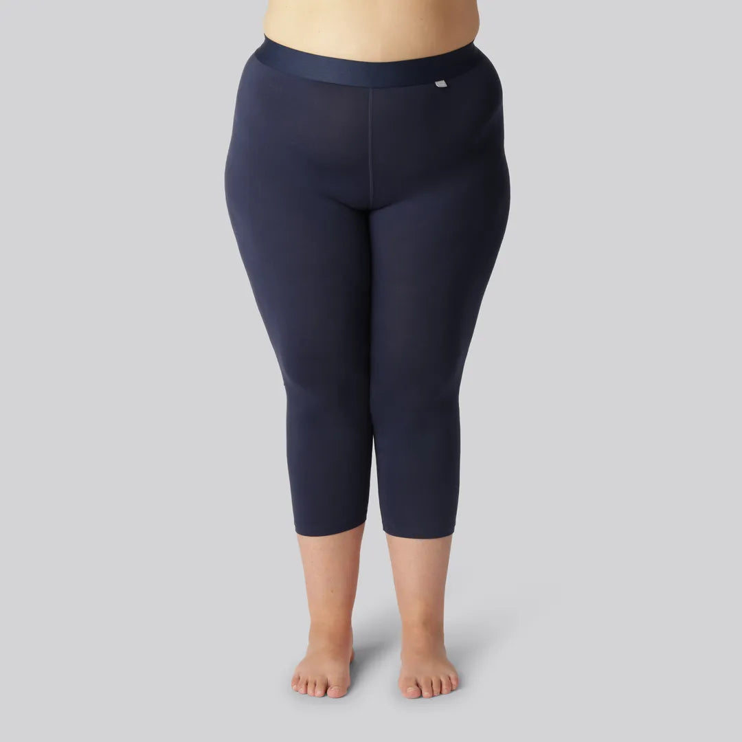 Bambus 3/4 leggings i navy m. navy elastik til kvinder