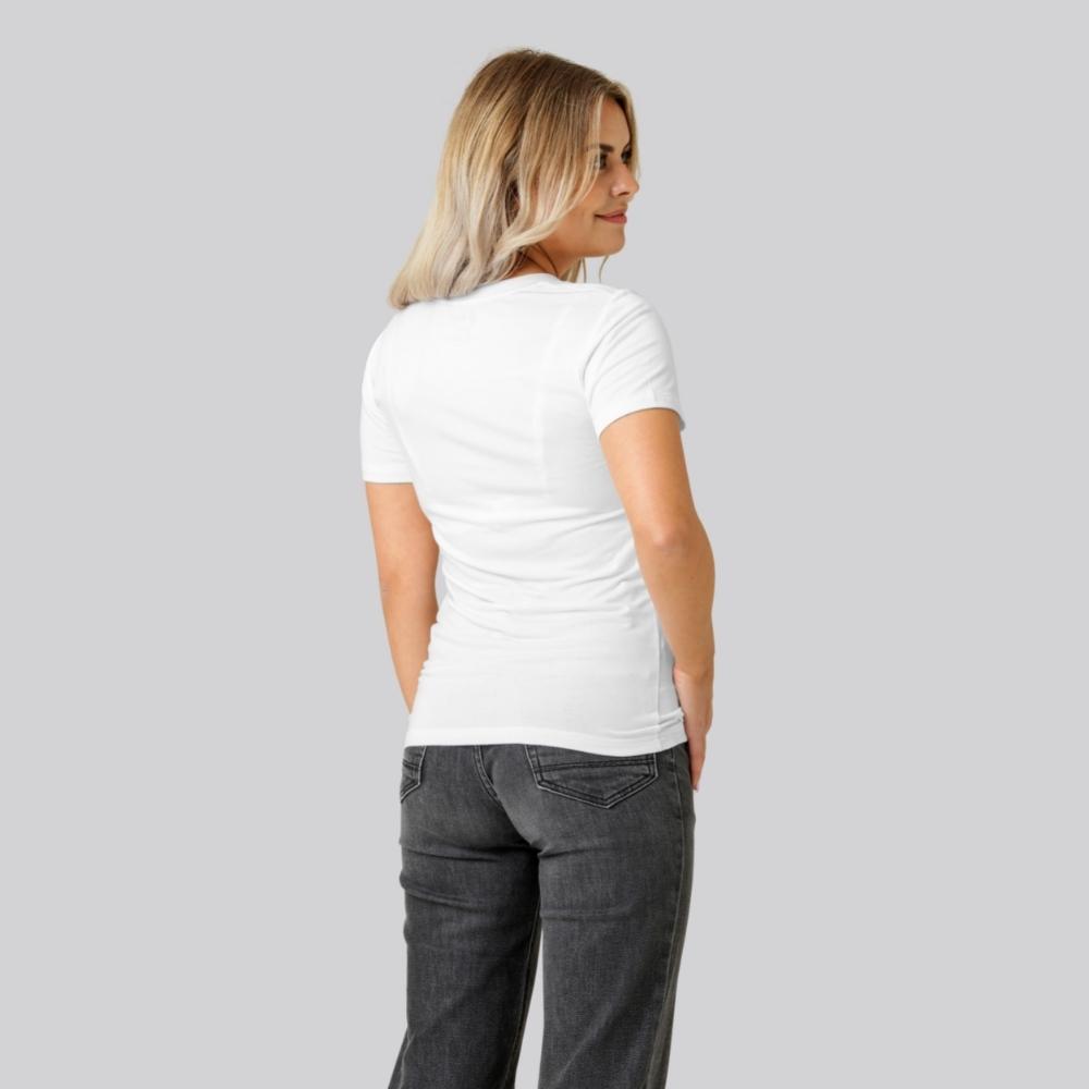 suffix Gurgle muskel Bambus T-shirt V-hals i hvid til damer | Bambuni Denmark